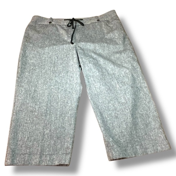 ENCORE Linen Blend Wide Leg Capri Drawstring Waist Front / Back Pockets US Sz 16 - Picture 3 of 10